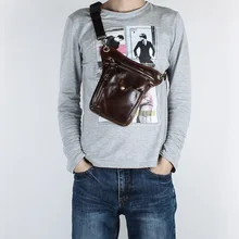 Для мужчин Натуральная кожа езда на мотоцикле курьерские сумки на ремне пакет Талия, бедро падения нога сумка