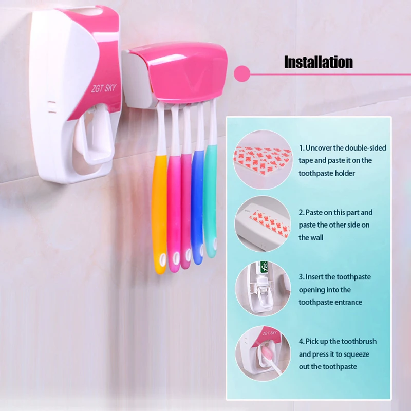 BAISPO Мода Автоматический Диспенсер зубной пасты, для зубной щетки держатель Ванная комната Продукты настенное крепление стойки для ванной набор зубная паста соковыжималки