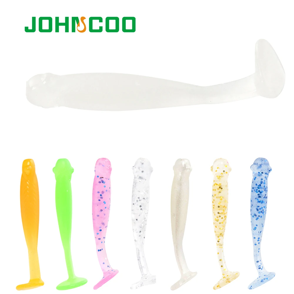 JOHNCOO TPR Soft Bait 20pcs 28mm 0.2g AJING T-tail Bait Soft Plastic Fishing Lure Soft Silicone Worm Rockfishing Rock Bait
