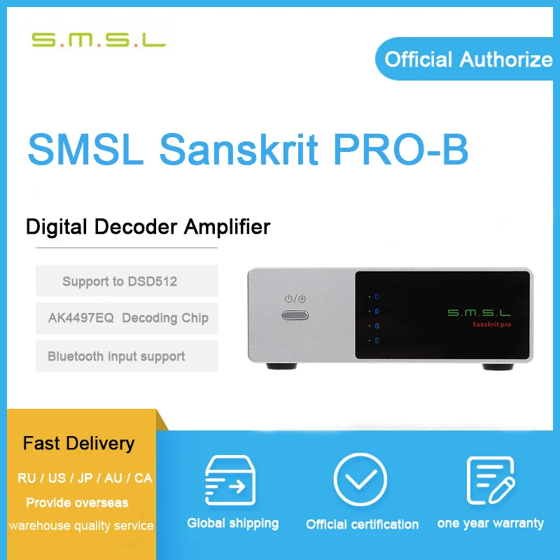 

SMSL Sanskrit PRO-B bluetooth amplifier audio usb dac ak4490eq decoder player desktop hi fi power amplifier amplificador audio