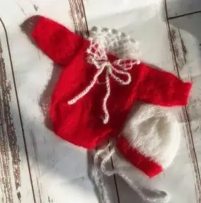 Вязаный мохеровый комбинезон для новорожденных, Рождественская ажурная шапочка для малышей, наряд для няни, реквизит для фотосъемки - Цвет: as photo