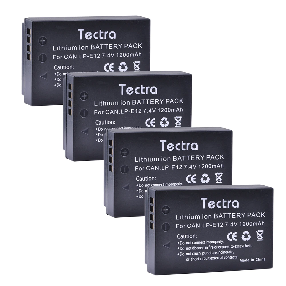 Tectra 4pcs/pack LP-E12 LP E12 7.4V /1200mAh Li-ion Camera Battery For Canon Rebel SL1 EOS-M EOS M2 EOS M10 M100 Tectra 4pcs/pack LP-E12 LP E12 7.4V /1200mAh Li-ion Camera Battery For Canon Rebel SL1 EOS-M EOS M2 EOS M10 M100