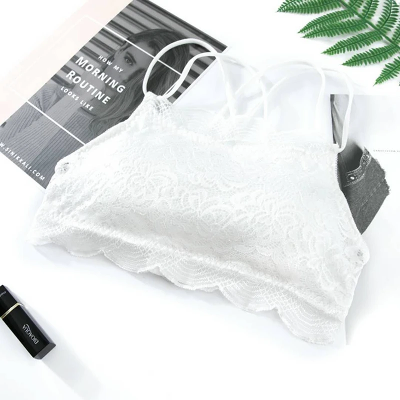 1PCS Sexy Tank Top Women Vest Lace Floral Harness Hollow Camisole Bra Blouses Crop Top Feminino Adjust Strap Tanktop (24)