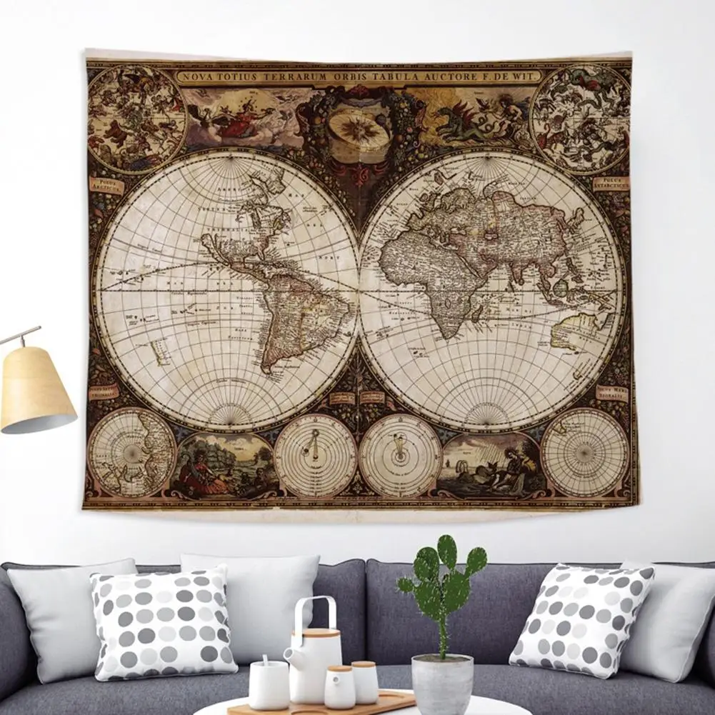 

Retro Large Sheet World Map Sign Home Hanging Plaque Board Tapestry Wall Decoration