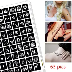 63 фото трафареты для татуировок хной DIY Рисунок Аэрограф Менди Body Art Малый Животные тату трафарет Jagua Шаблоны