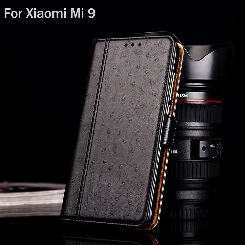 case for xiaomi mi 9 mi9 Luxury Ostrich Leather Stand fashion phone coque for xiaomi mi 9 case funda Flip cover capa