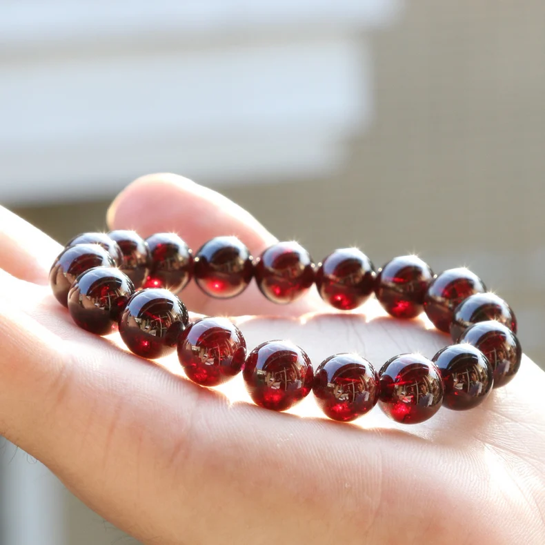 100 Bracelet Natural Wine Red Crystal Round Beads Nice