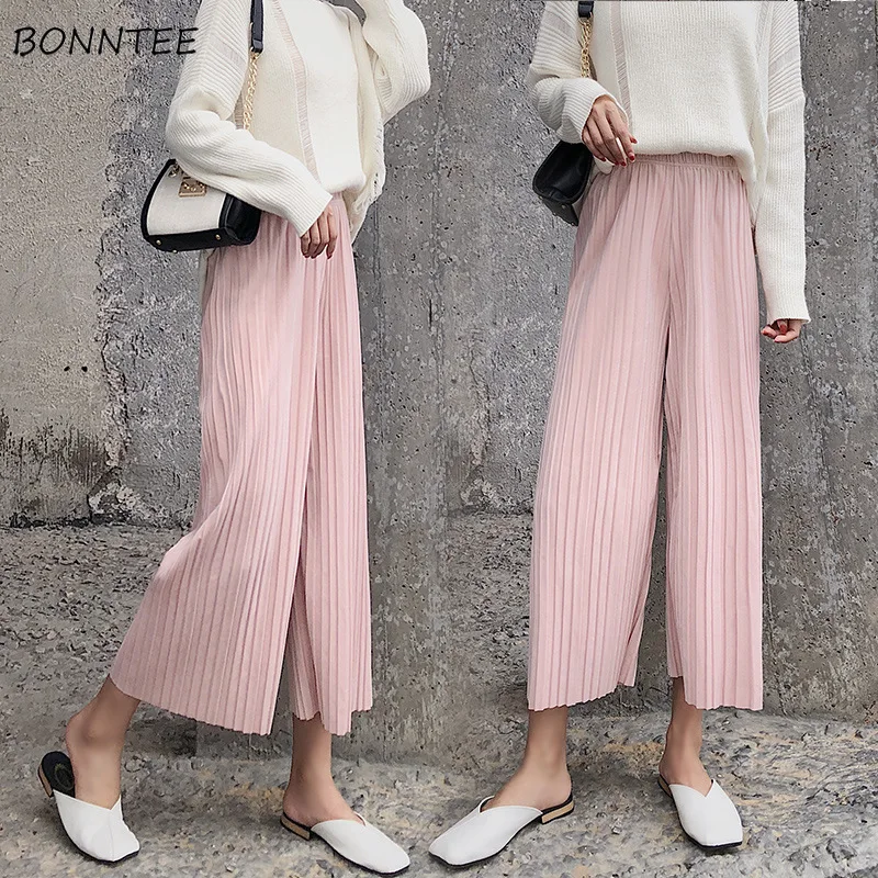 Pants Women Loose Plus Velvet Classic All-match Elastic-waist Trendy Elegant Womens High Waist Pleuche Ladies Korean Trousers