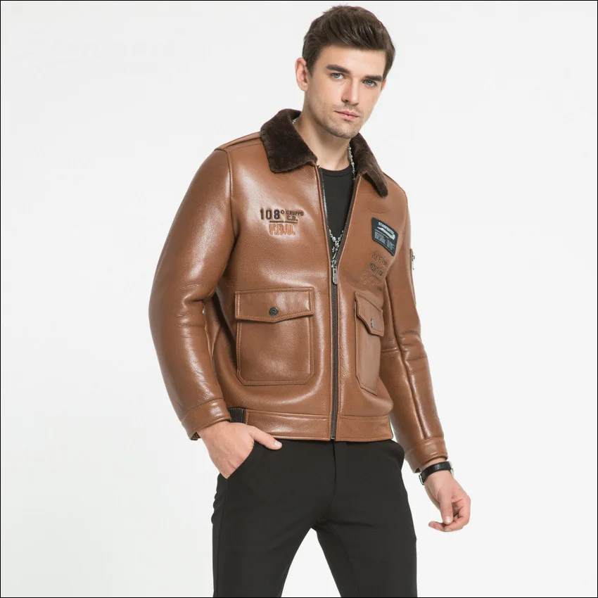 Мужская куртка из натуральной овечьей кожи Maylooks модная эко и меха модель WS95 на