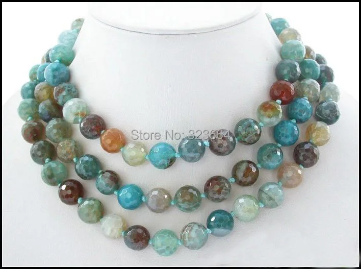 

Beautiful 48" 12mm Many color round blue faceted necklace