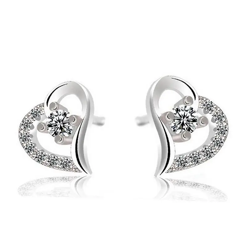 

Heart Stud Earrings For Women Zircon Earring Earings 925 Sterling Silver Jewelry Earing Brincos Brinco Oorbellen Pendientes F259