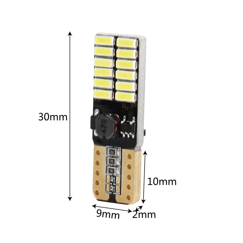 100 шт. CANBUS T10 24 светодиодный 4014 SMD светильник лампы W5W 2825 158 192 168 194 T10 w5w Белый светодиодный 24 smd