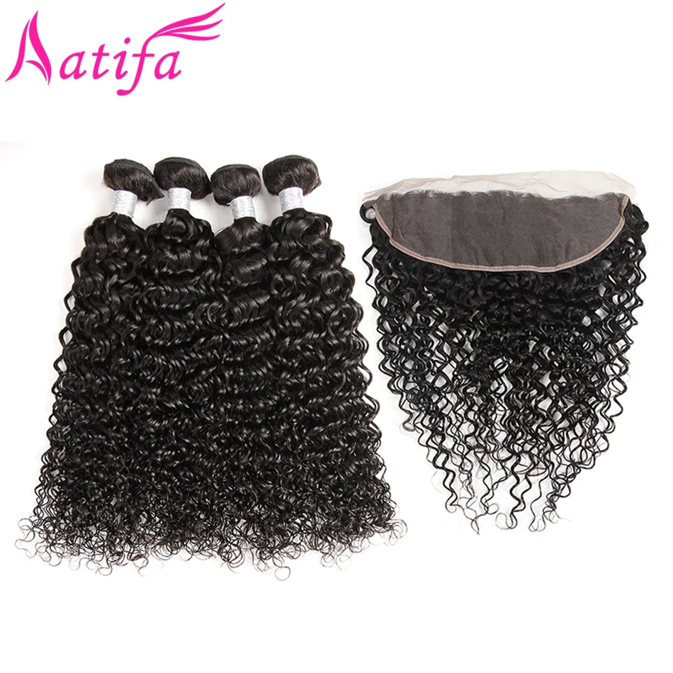 Aatifa Human Hair Water Wave Bundles With Lace Frontal Closure Brazilian Hair 4 Bundles Deal With 13x4 Closure Remy Hair Bundles