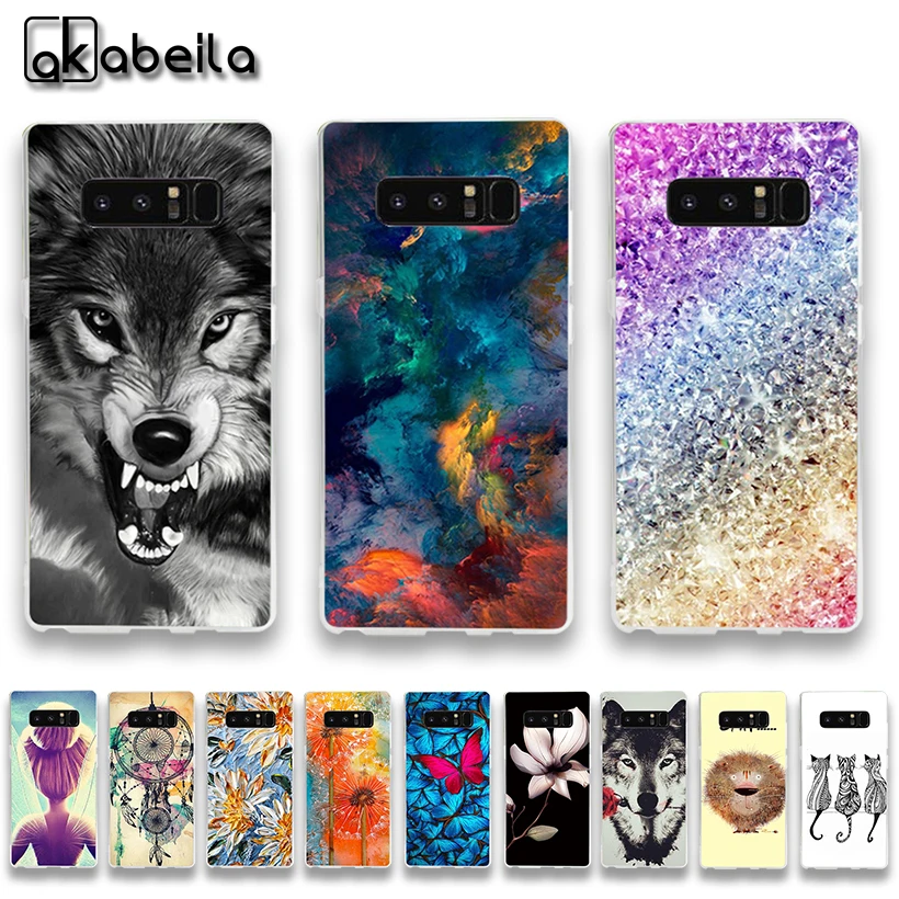 

AKABEILA Soft TPU Cases For Samsung Galaxy Note 8 Note8 6.3 inch Covers Nutella Flamingo Tetris Back Silicone Bags Shell