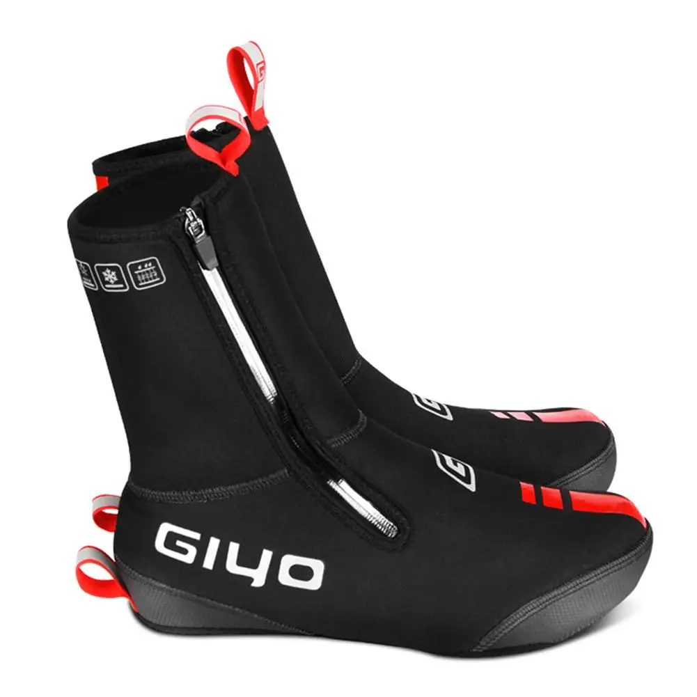 Fleece Cycling Shoe Covers Warm Winter Running Waterproof Reflective Overshoes 