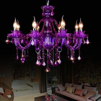 

Candle crystal chandelier lighting clothing store Cafe purple crystal light west restaurant bar KTV purple modern creative lamp