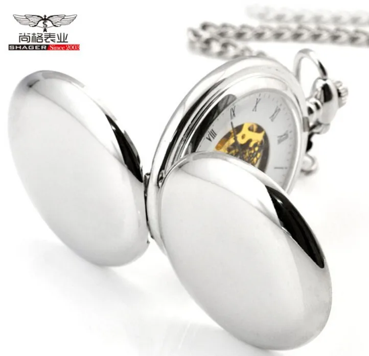 العتيقة الفضة مزدوج منفتح حالة الرجال الميكانيكية الجيب ووتش