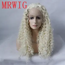 MRWIG #613 цвет длинные светлые волосы цвет странный фигурные синтетических перед lace парик средней части 26in 180% высокой плотности косплей