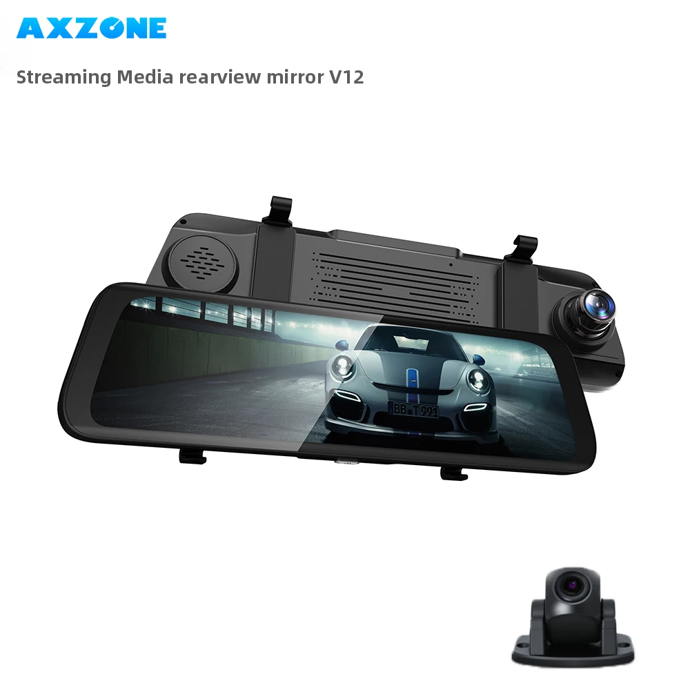 AXZONE V12 Stream Rear View Mirror GPS 10\ Rear view cam Dash Cam Registrar Video Recorder Dual Car cam 1080P Super Night Vision