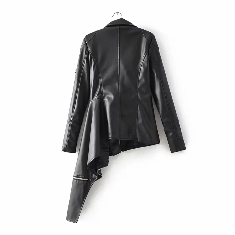 Veste Turn 2019 Pleine Marée Manches Mode Asymétrique down Red eam Ob152 Black Zipper Nouveau De Col Printemps Perles Pu wine Femmes x7fndIIXwq