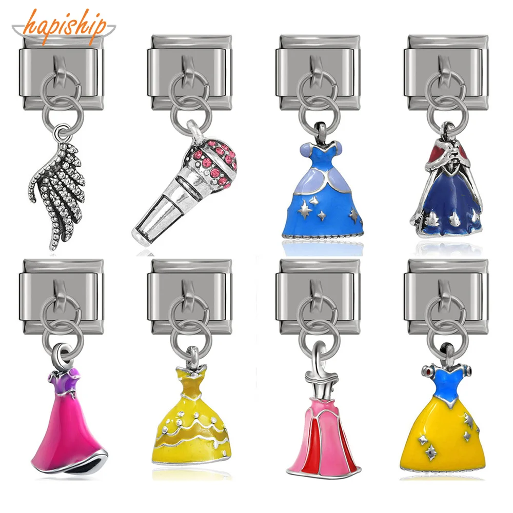 

Hapiship 1Pcs 9mm Width Original Daisy Princess Angle Wing Hair Dryer Charm Fit Bracelet Stainless Steel Jewelry Making DJ20