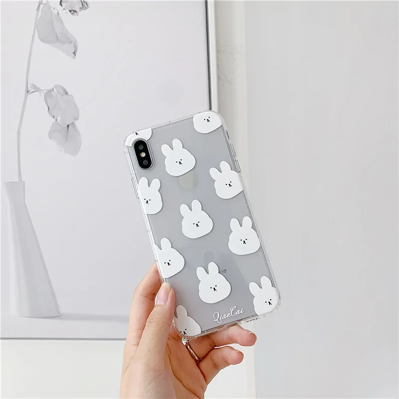 Niceking для iPhone 6, 6s, 7, 8 Plus, X, XR, XS Max, чехол с милым мультяшным медведем, Кроликом, мягкий ТПУ чехол для телефона, для iPhone 11 Pro, Max, чехол