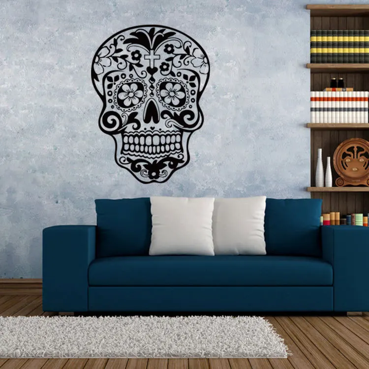 

Personality Floral Skull DIY Wall Sticker Vinyl Art Home Decoration Living Room boy Bedroom Fashion Decals Murals JG3903