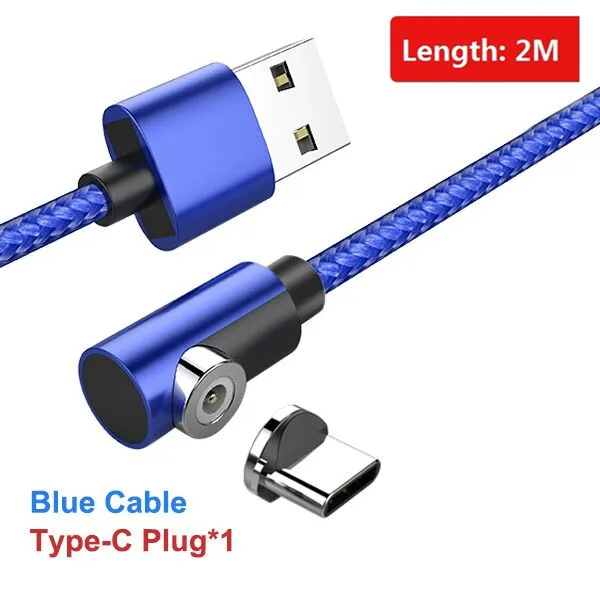 ACCEZZ Магнитный кабель для iPhone X XS MAX XR 8 Быстрая зарядка Micro usb type C для samsung S10 Магнитный зарядный телефонный кабель шнур 2 м - Цвет: For Type-c Blue 2M