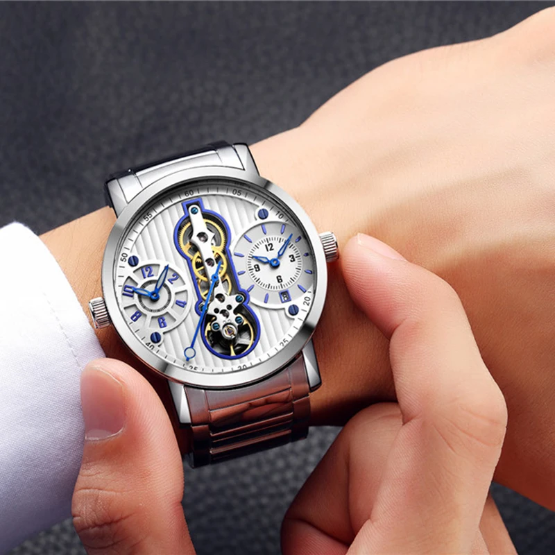 GUANQIN Автоматические Tourbillon механические часы мужские Скелетон Роскошные