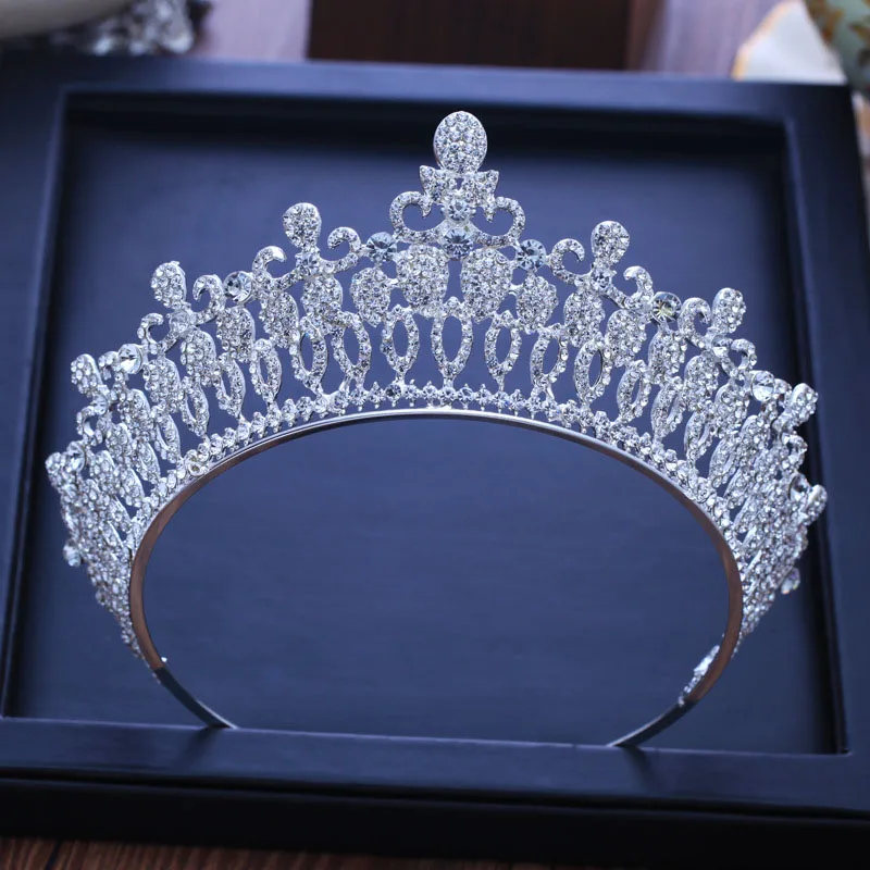 

New Baroque Full Rhinestone Crystal Beaded Bride Crown Tiara Headband Noiva Diadem Luxury Wedding Korean Hair Ornaments BH