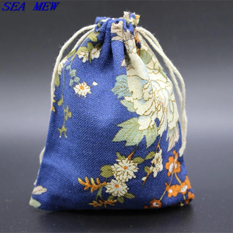 Чайка темно-синий мешок подарков Этническая Чехлы свадьбы drawstring сумка для