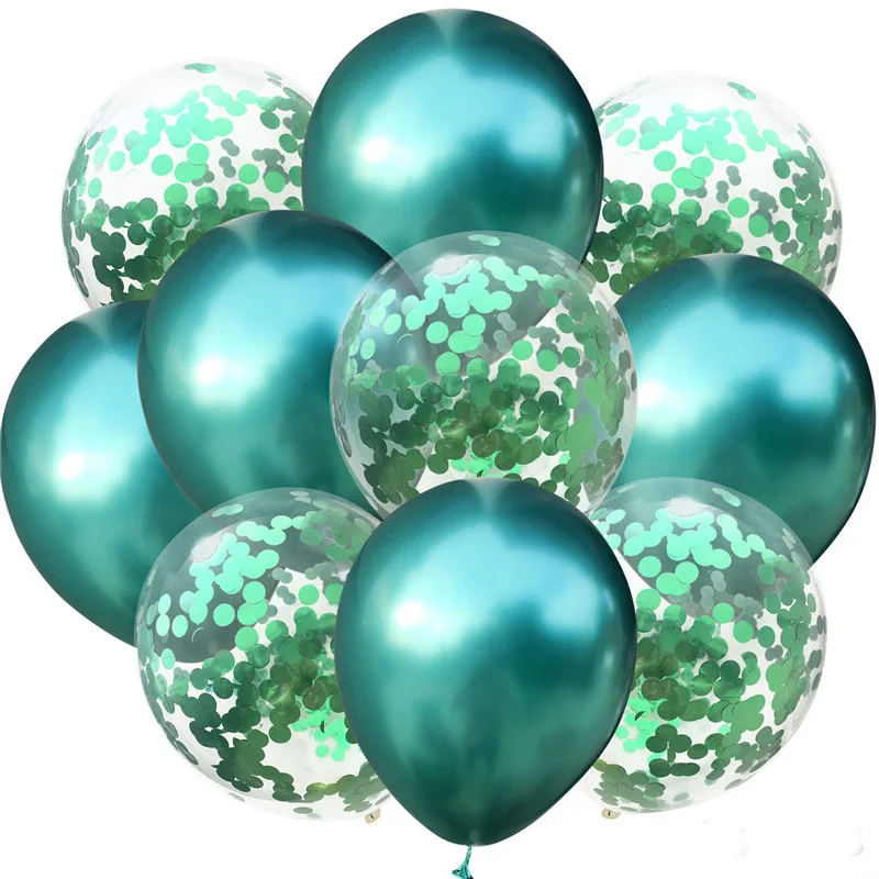 10 шт смешанные конфетти шары День рождения украшения металлические шары воздушный шар пол раскрыть свадебный воздушный шар на день рождения поставки - Цвет: green metal