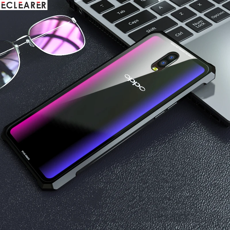 OPPO R17/ R17 Pro Case Luxury Diamond Shape Aluminum Metal Case For OPPO R17 Pro Cover Tempered Glass Back Phone Cases Oppo R17