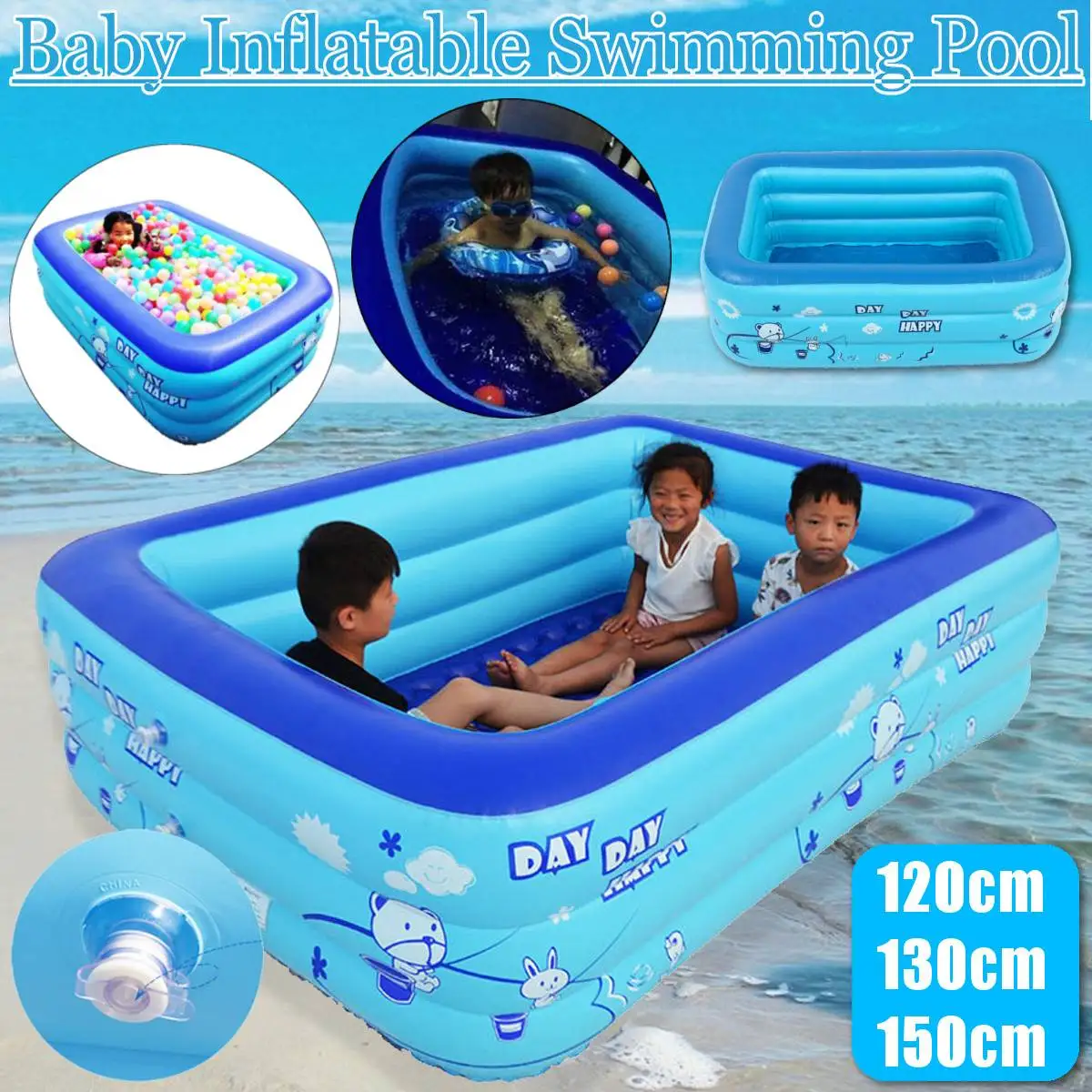 

120/130/150cm Children Bathing Tub Baby Home Use Paddling Pool Inflatable Square Swimming Pool Kids Inflatable Pool Freeshipping
