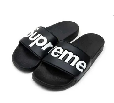 Supreme slippers black and white Clearance