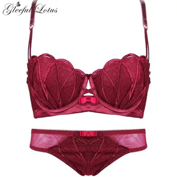 

Push Up Bra and Panty Set Sexy Lace Lingerie Underwear Set Padded Bra for Women Lady Bra and Briefs Red White Purple Blue 2018