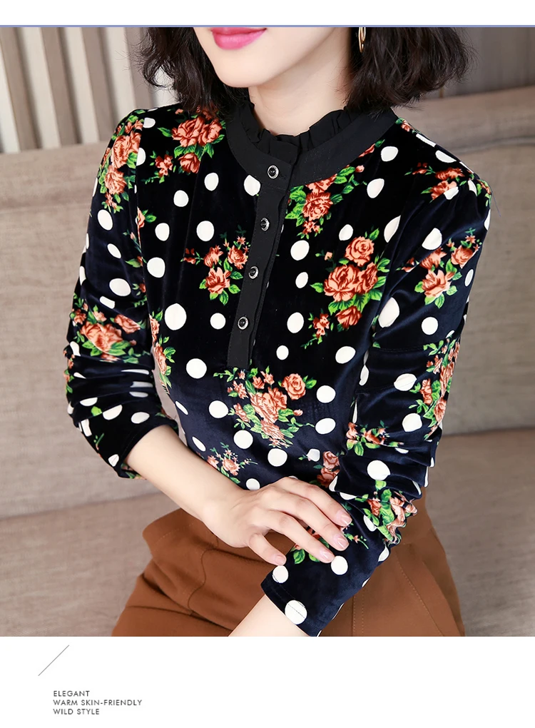 Мода плюс размер 3XL 4XL печать кружева блузка рубашка женские топы и блузка длинный рукав рубашка кружева, женская блуза женщины 1075 40