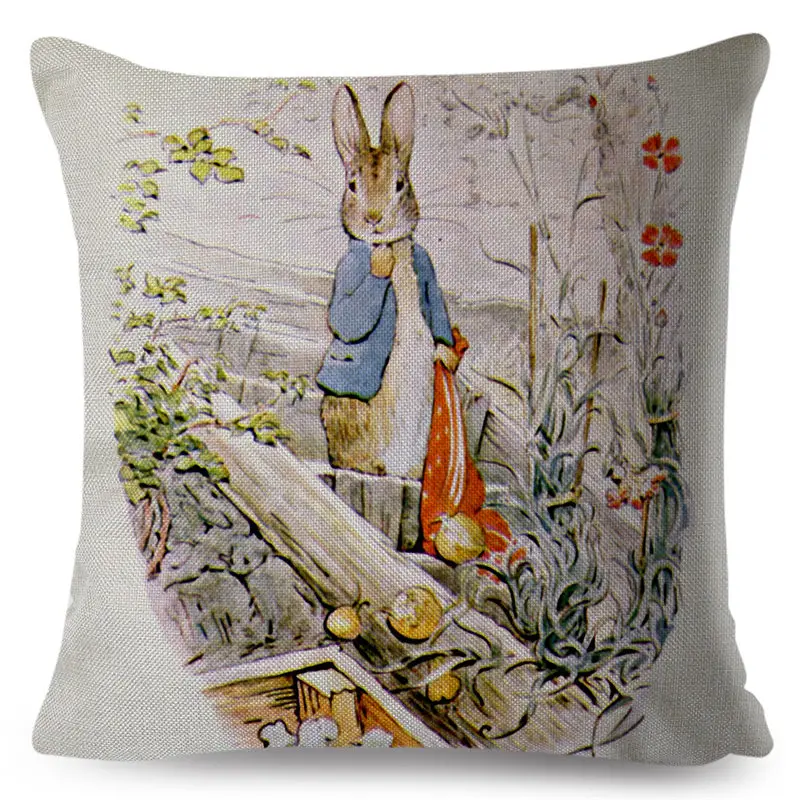 Милый чехол для подушки с рисунком кролика Питера, наволочка для подушки 45*45, плотные наволочки для подушки с принтом, декор в виде животных, подушки из хлопка и льна, наволочка - Цвет: 3