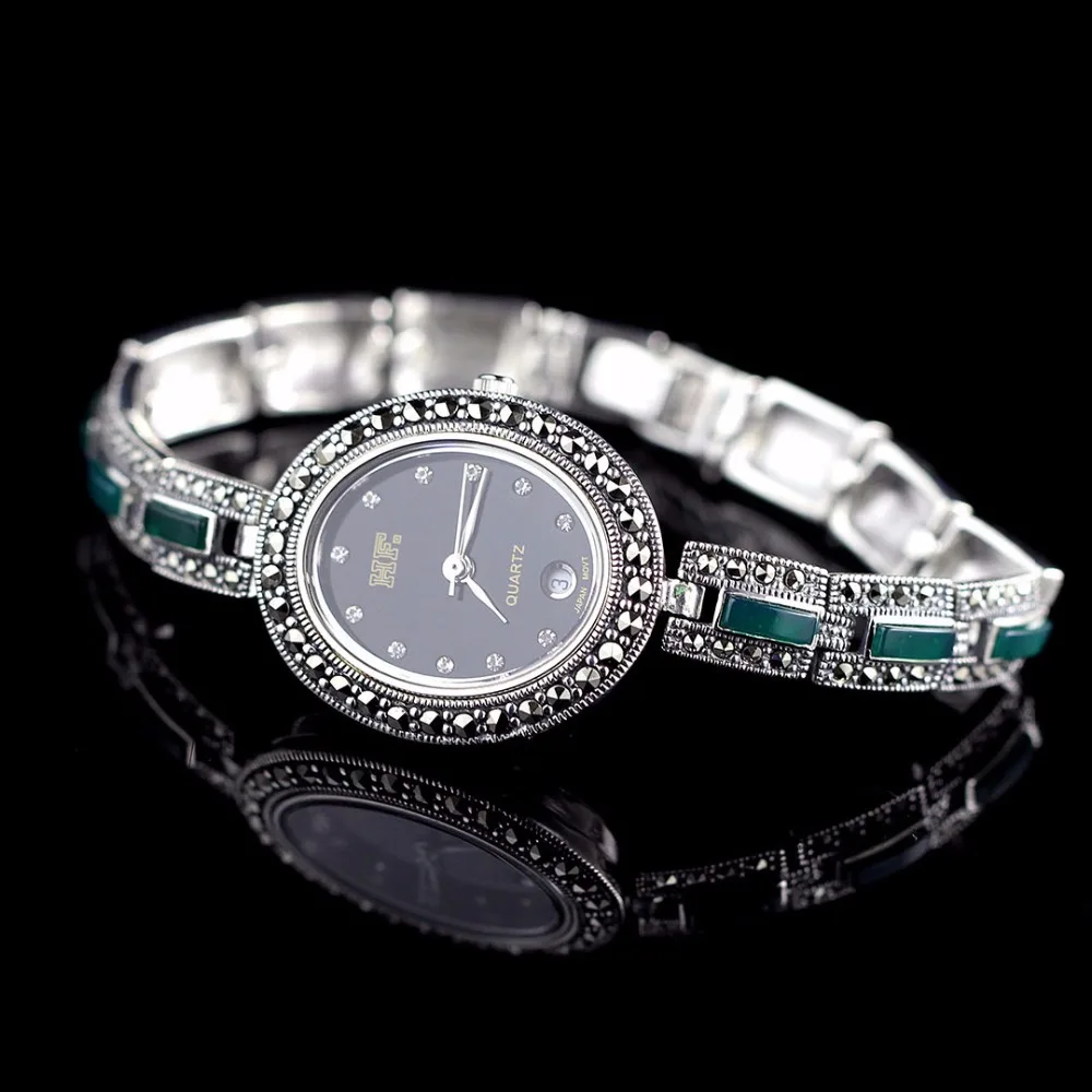 Лидер продаж, женские классические часы-браслет из чистого серебра, S925 Серебряный браслет, часы с серебряным нефритовым браслетом, часы с настоящим серебряным браслетом