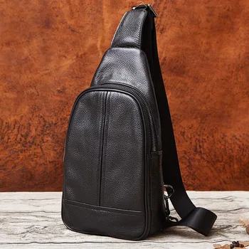 

061018 new hot men leather messenger bag male fashion chest bag