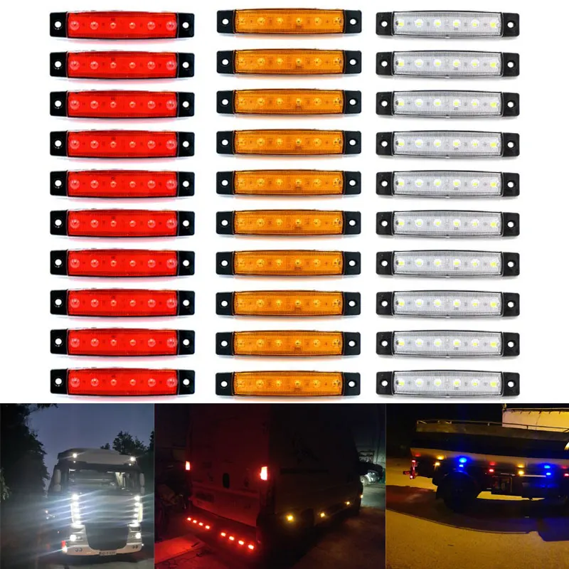30 шт. 12/24 в LED красный + белый желтый грузовик прицеп пикап боковые маркер