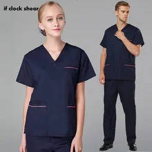 IF медицинские скрабы униформа для женщин и мужчин хирургический костюм с v-образным вырезом короткий рукав Стоматологическая Больница Доктора рабочая одежда лето