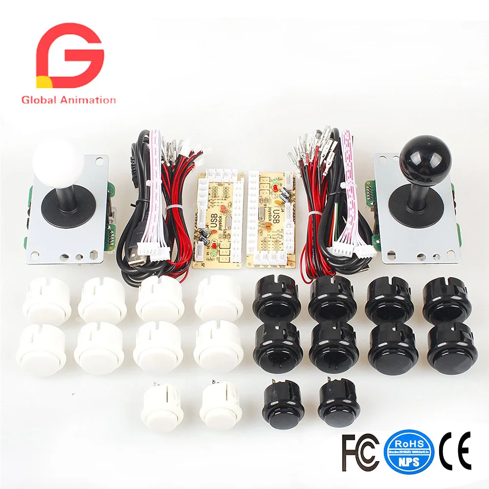 

Arcade DIY Kits Controller USB Encoder To PC Games 2 5Pin 8 Way Sticker+20x Push Buttons ( 2.8mm Terminal )For Arcade Joystick