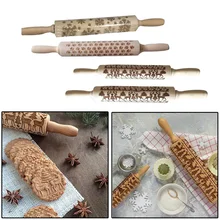 1 шт. рождественские Скалки с гравировкой резная деревянная рельефная Скалка кухонный инструмент декоративные рельефные деревянные скалки