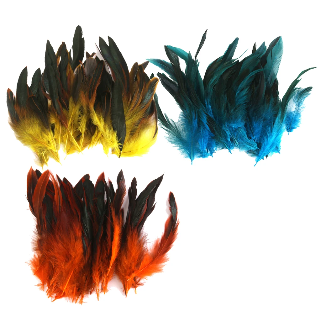 150 Pieces Colorful Dyed Rooster Feathers 12-18cm/4-7inch Yellow Blue Orange