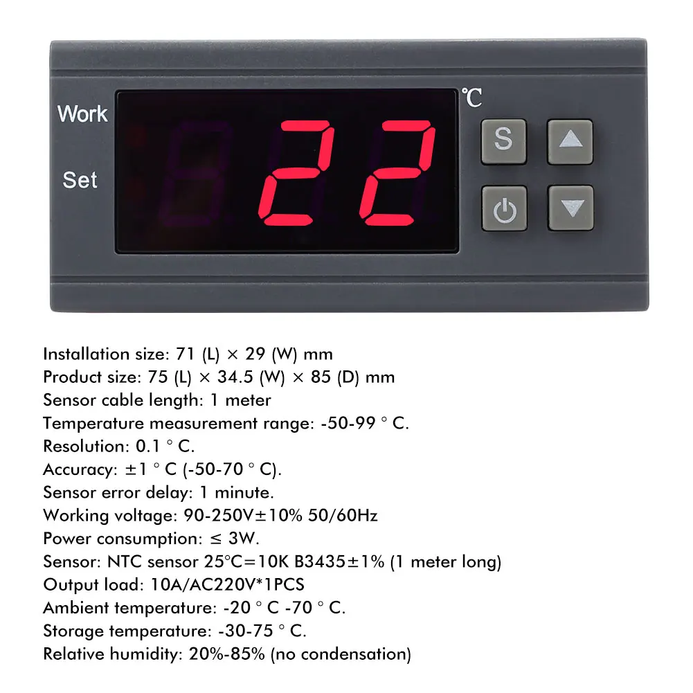 Термостат управления сенсорный датчик температуры 90-250 В инкубатор Автоматизация комплект светодиодный Универсальный Интеллектуальный