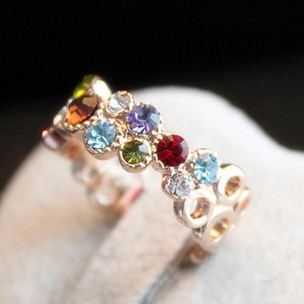 Женские кольца с цветком модные разноцветные из розового золота кубическим