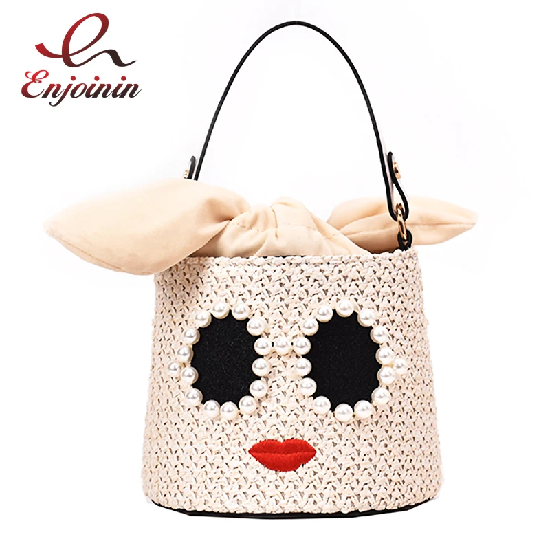 Новые жемчужные солнцезащитные очки с мультяшным дизайном соломенная сумка в