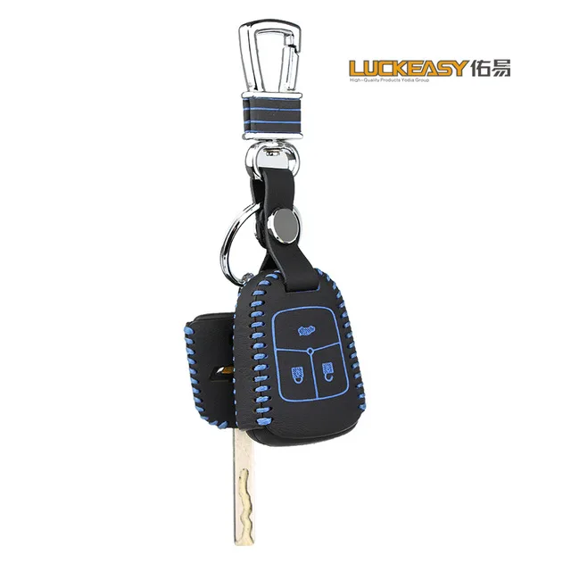 Luckeasy для chevrolet cruze 1.5L Натуральная кожа Автомобильный ключ крышка кошелек держатель дистанционного ключа автомобиля чехол - Название цвета: Синий