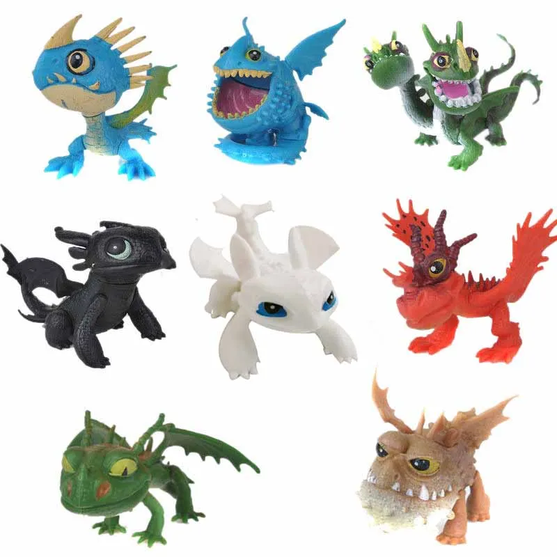 

8/pcs How To Train Your Dragon 3 8pcs Dragon Doll Decoration Toy Set Stormfly Night Fury light Fury toothless children gifts